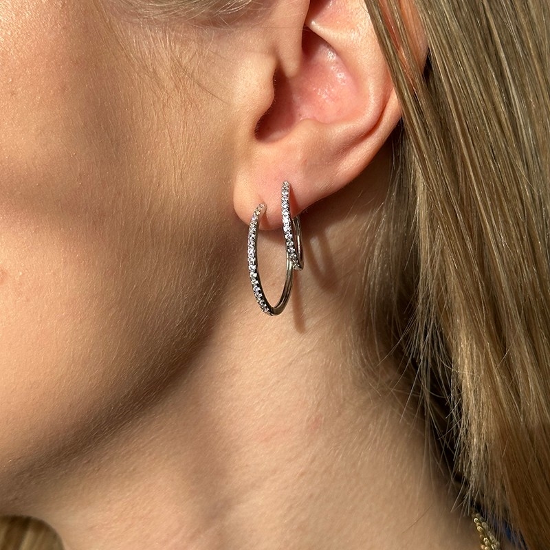 20 mm Tina Hoops i sølv m zirkonia ME-005-s